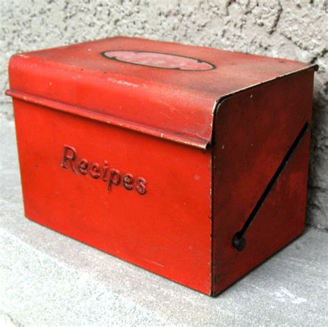 antique metal recipe boxes|vintage recipe boxes wooden.